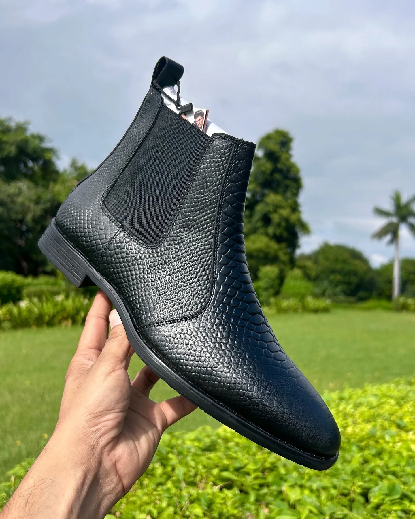 Classic Croco Italian Chelsea High Ankle Boot For Men's-Unique and Classy