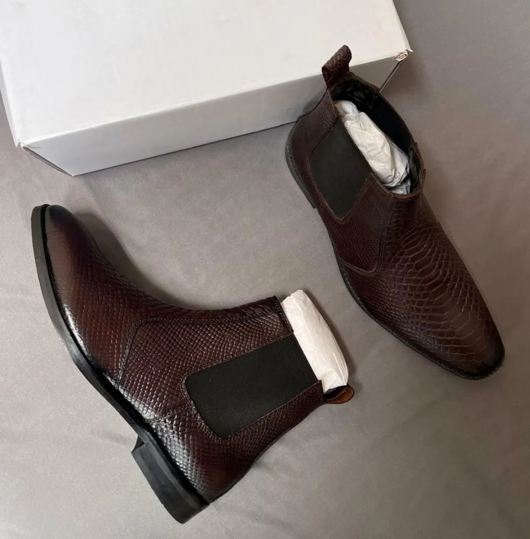 Classic Croco Italian Chelsea High Ankle Boot For Men's-Unique and Classy