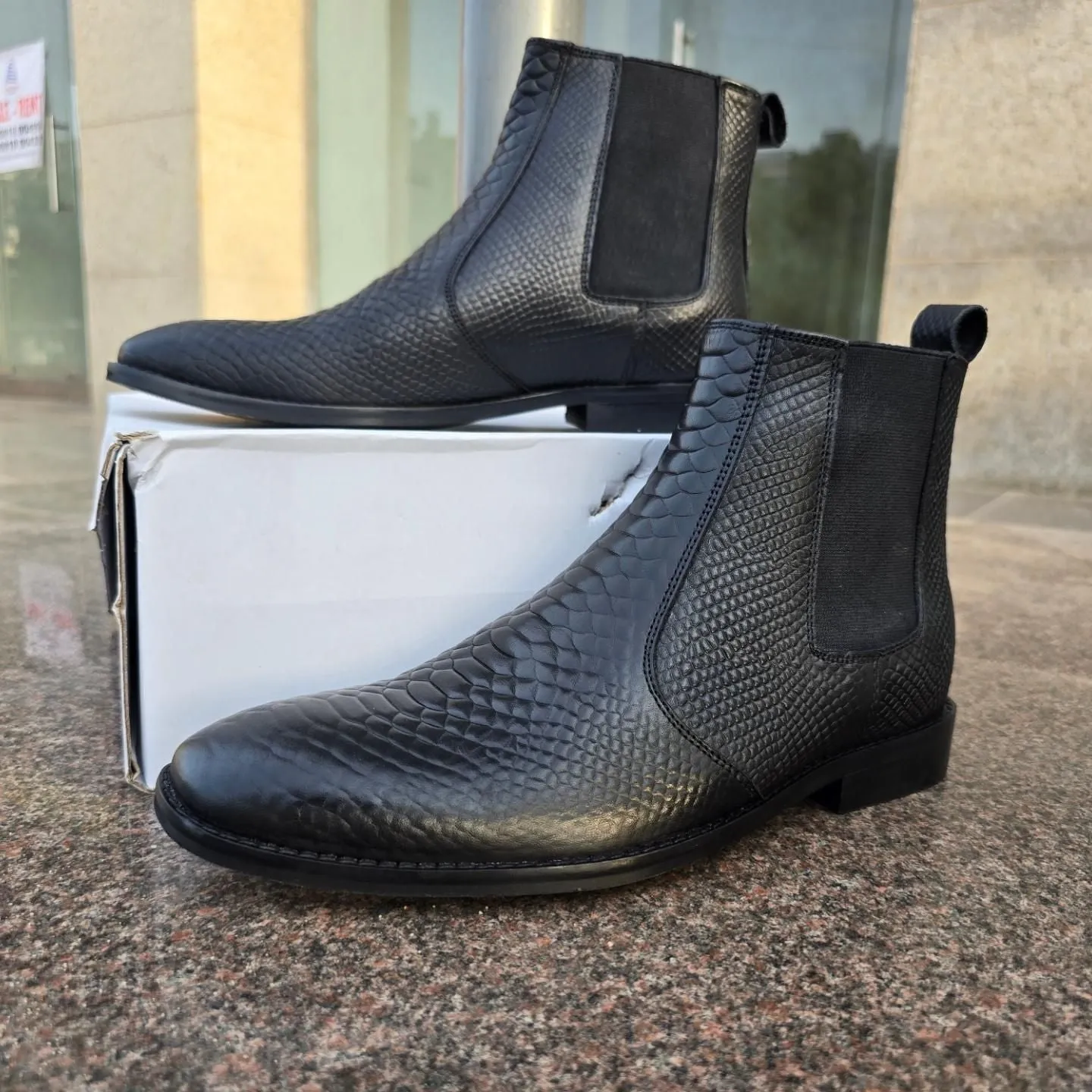 Classic Croco Italian Chelsea High Ankle Boot For Men's-Unique and Classy