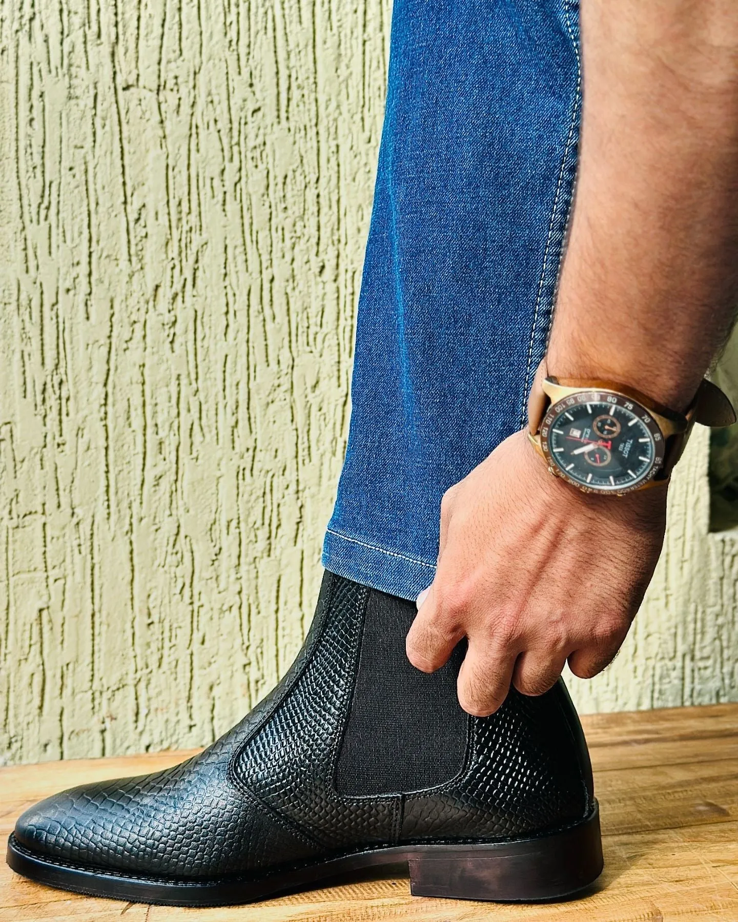 Classic Croco Italian Chelsea High Ankle Boot For Men's-Unique and Classy