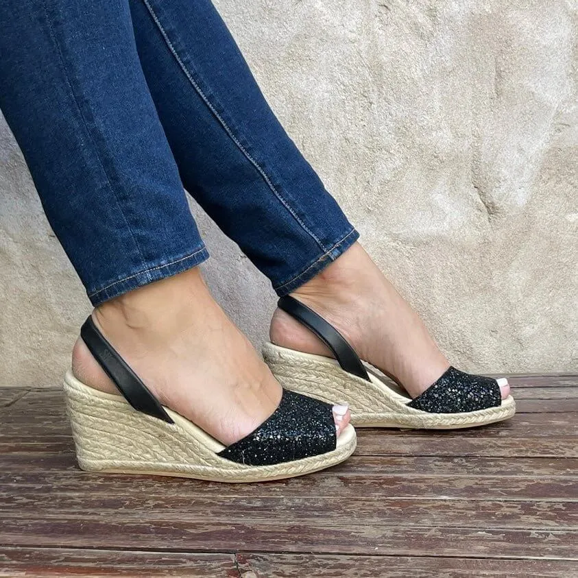 Classic Espadrille Wedge ('23 Edit) in Midnight Glitter