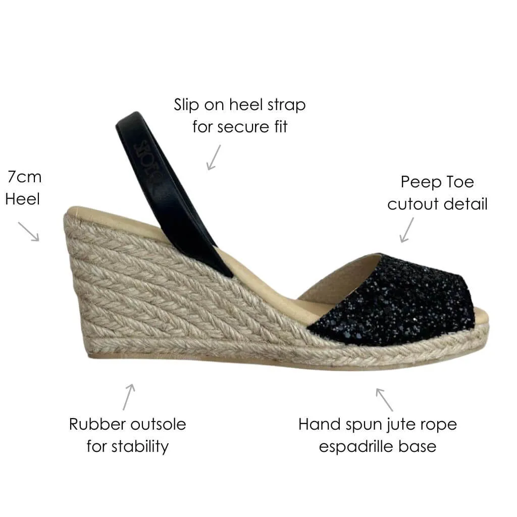 Classic Espadrille Wedge ('23 Edit) in Midnight Glitter