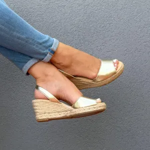 Classic Espadrille Wedge in Gold (Vegan)