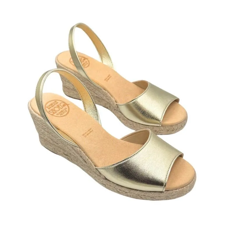 Classic Espadrille Wedge in Gold (Vegan)