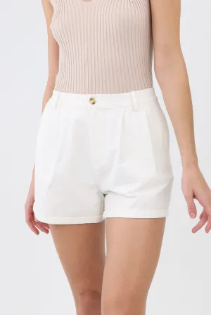 Classic Pleated Shorts -White