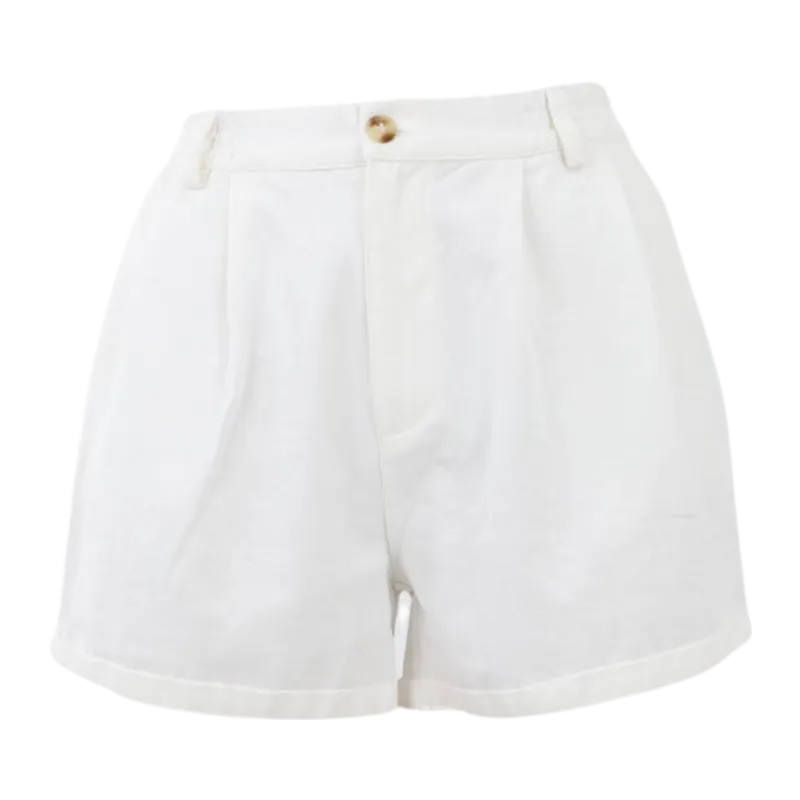 Classic Pleated Shorts -White