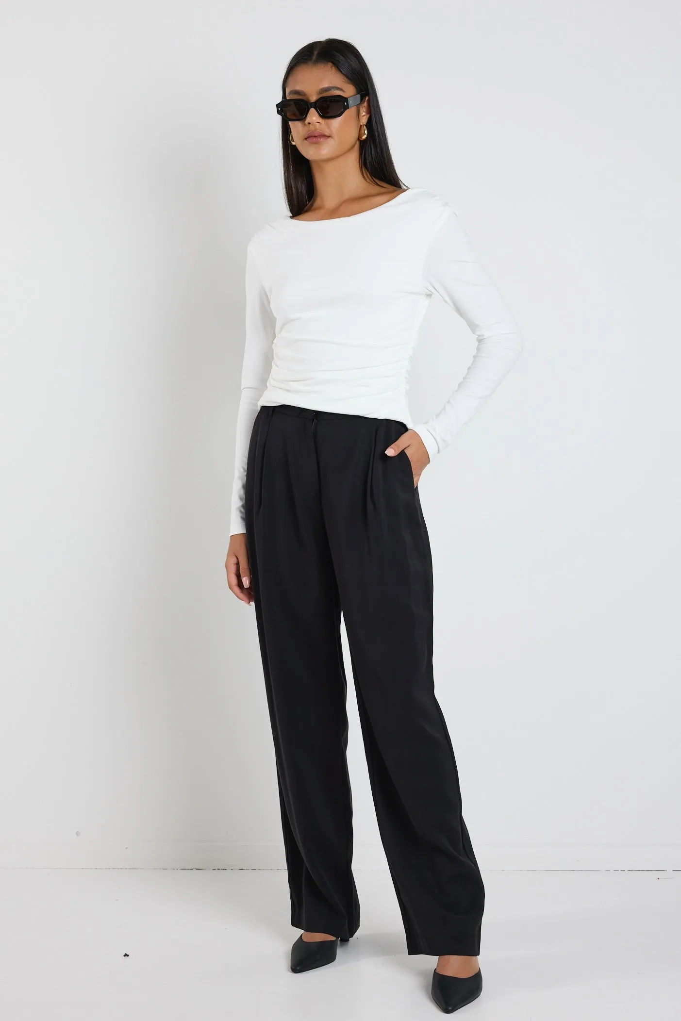 Confidential Black Soft Touch Longer Length Elastic Back Pants