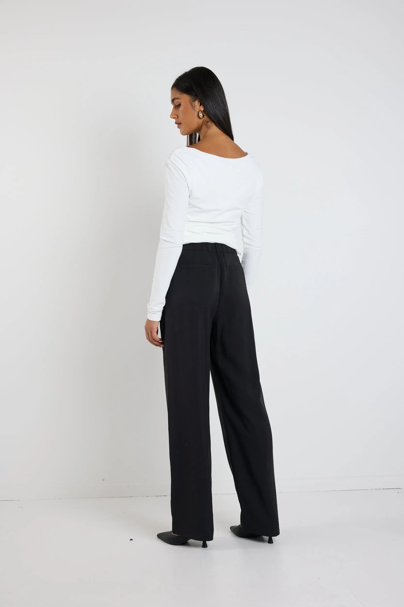 Confidential Black Soft Touch Longer Length Elastic Back Pants