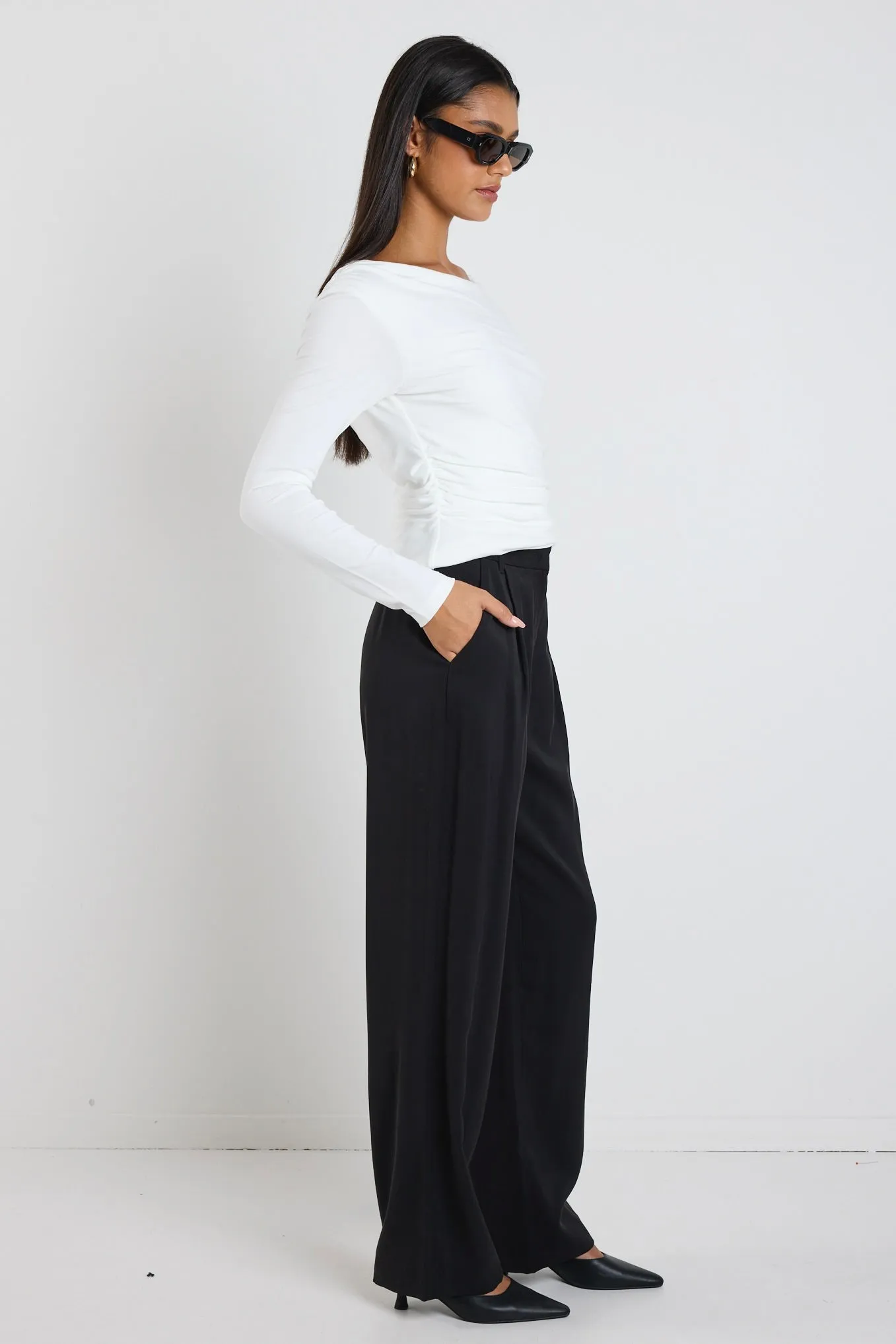 Confidential Black Soft Touch Longer Length Elastic Back Pants