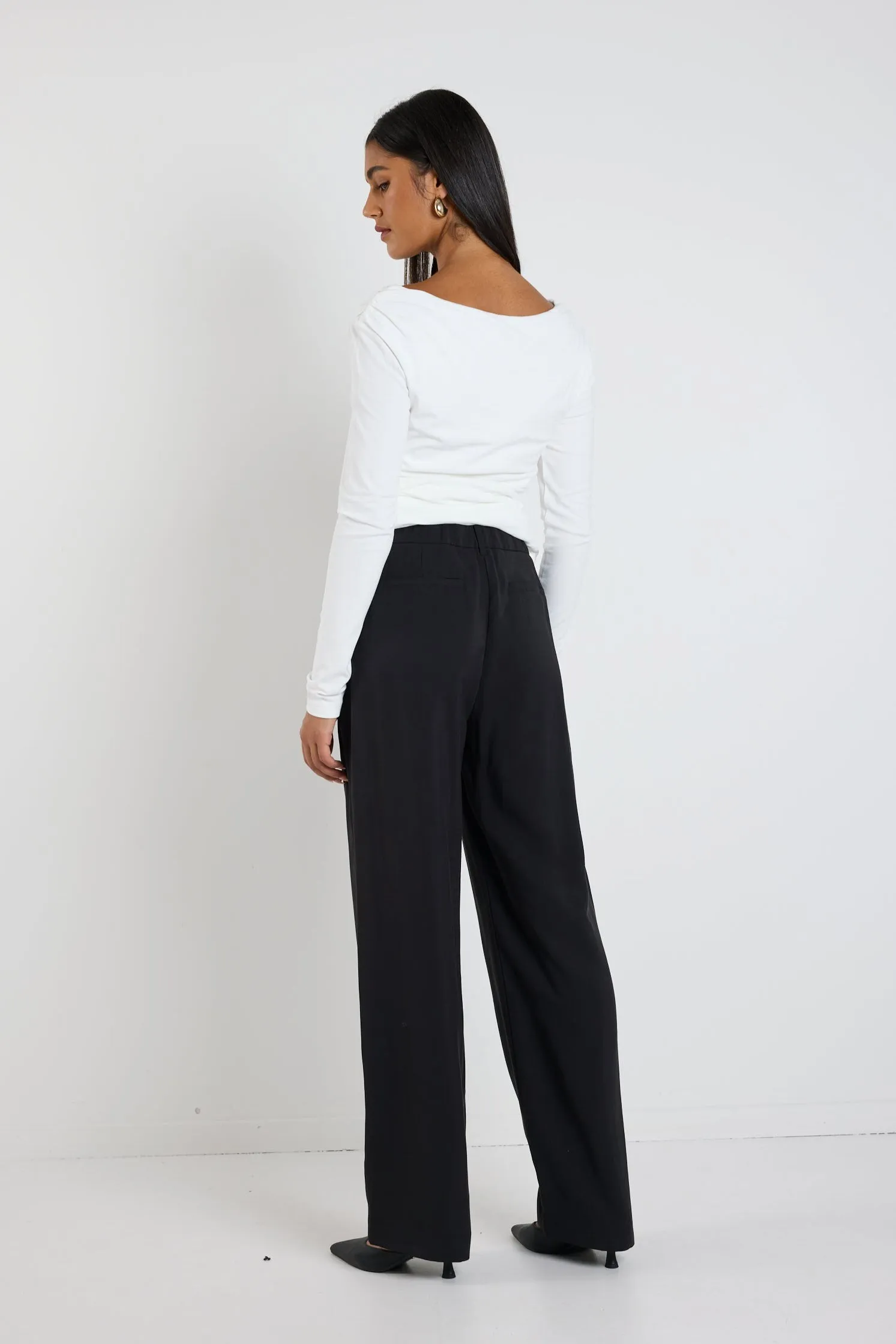 Confidential Black Soft Touch Longer Length Elastic Back Pants
