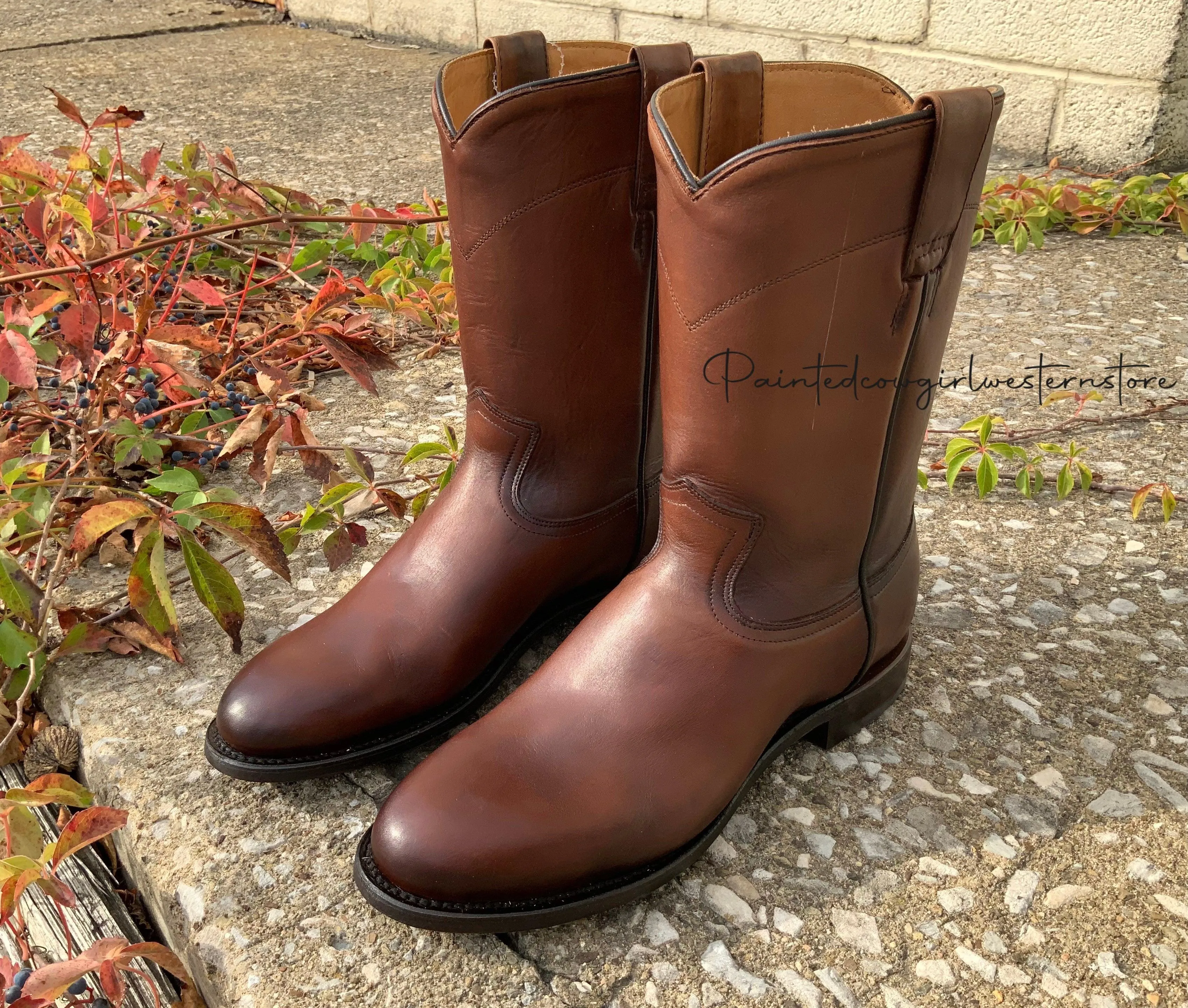 Corral Men's Honey Brown Leather Round Toe Roper Cowboy Boots A4068