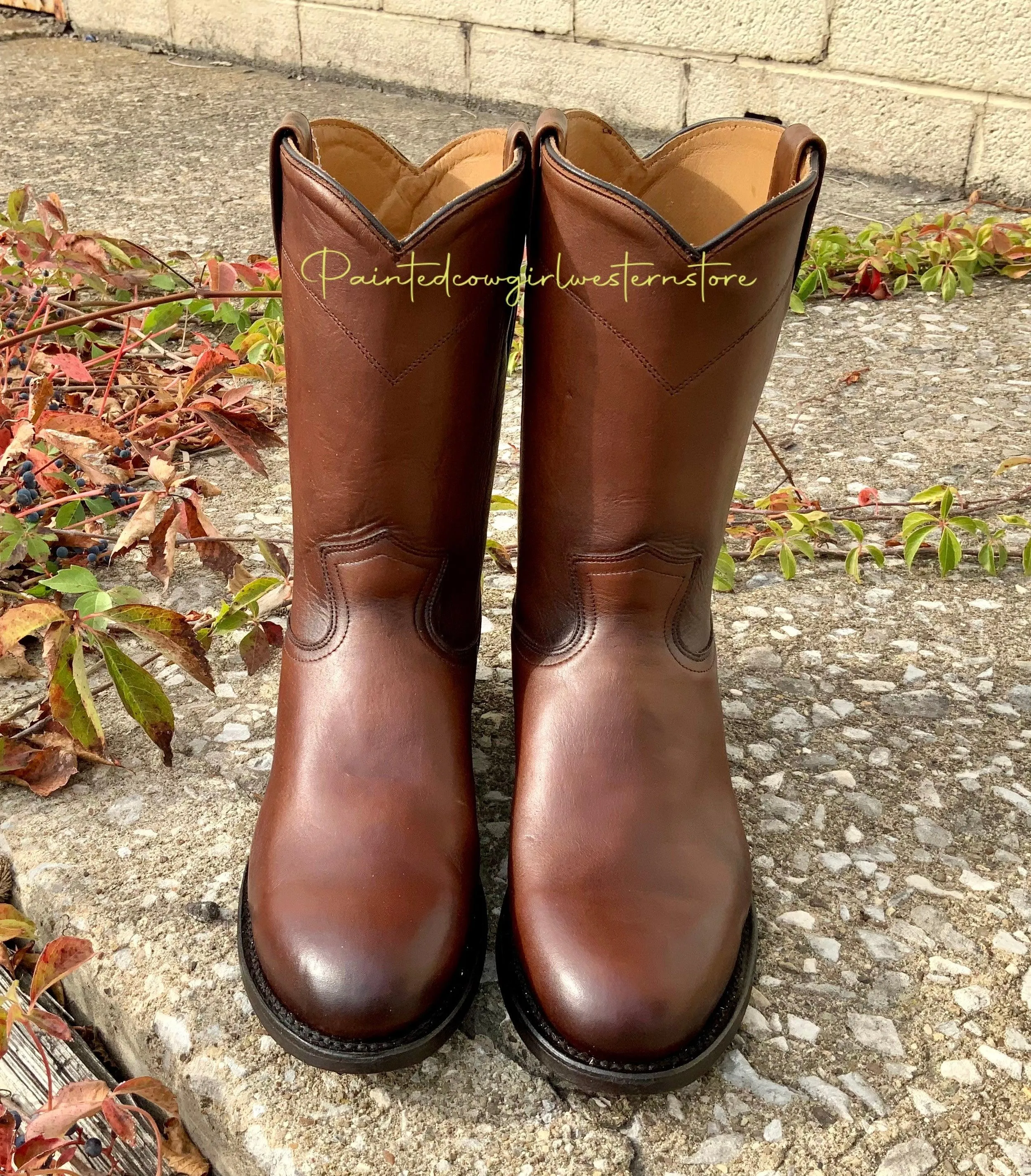 Corral Men's Honey Brown Leather Round Toe Roper Cowboy Boots A4068