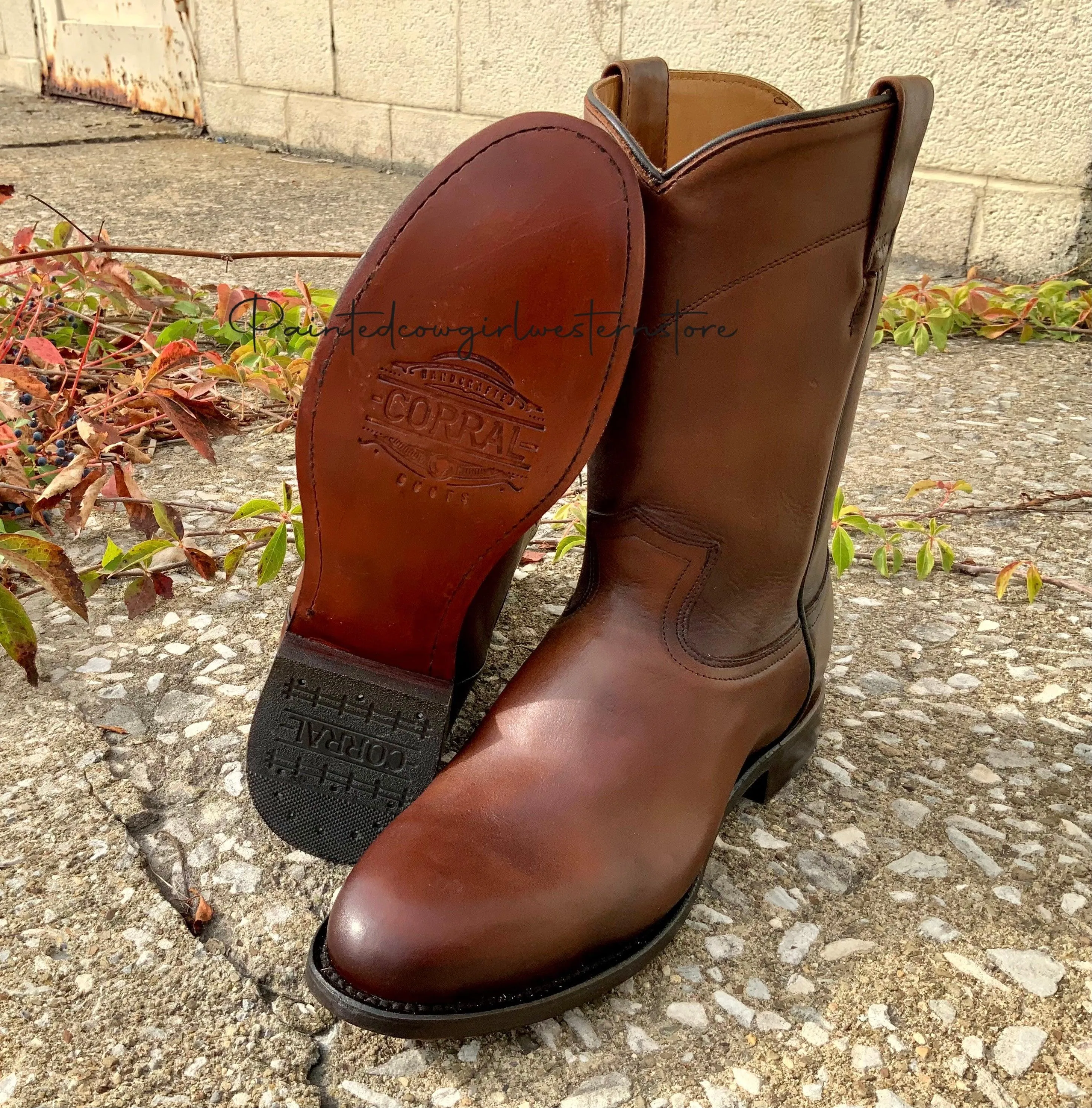 Corral Men's Honey Brown Leather Round Toe Roper Cowboy Boots A4068