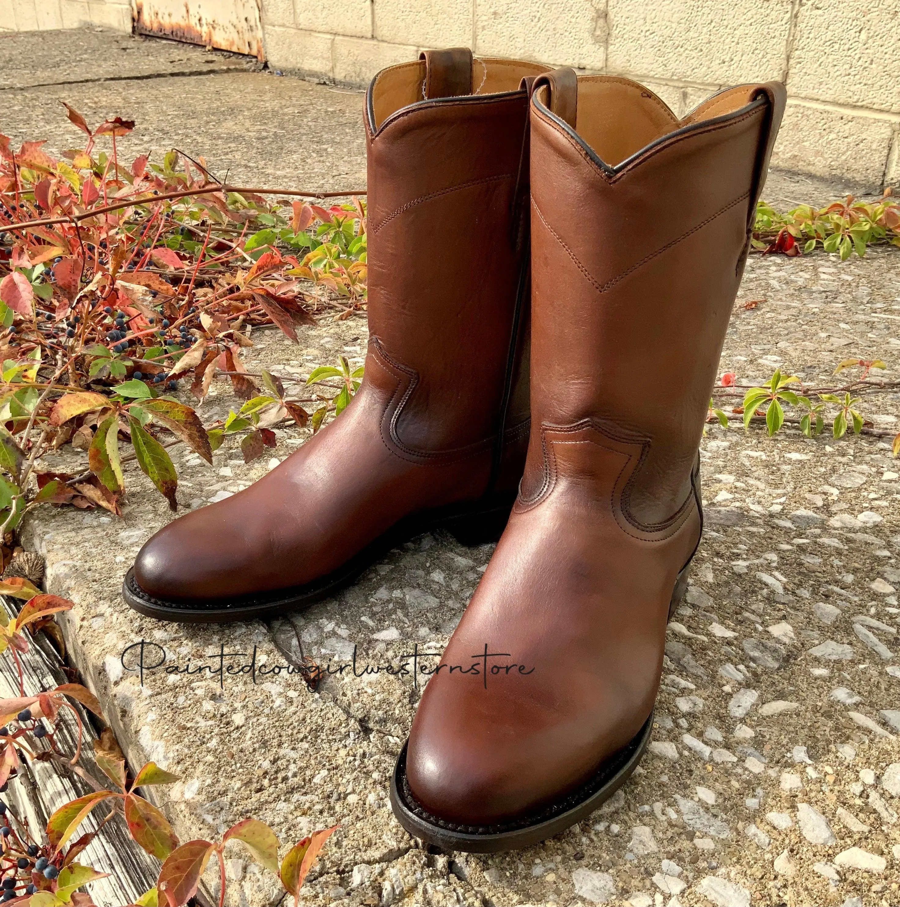 Corral Men's Honey Brown Leather Round Toe Roper Cowboy Boots A4068