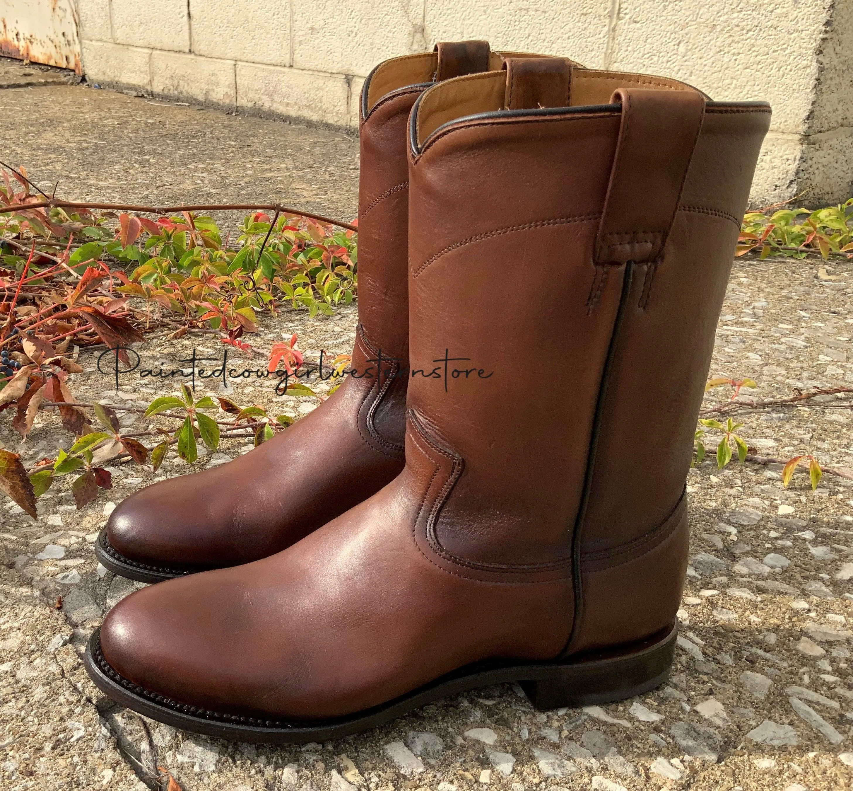 Corral Men's Honey Brown Leather Round Toe Roper Cowboy Boots A4068
