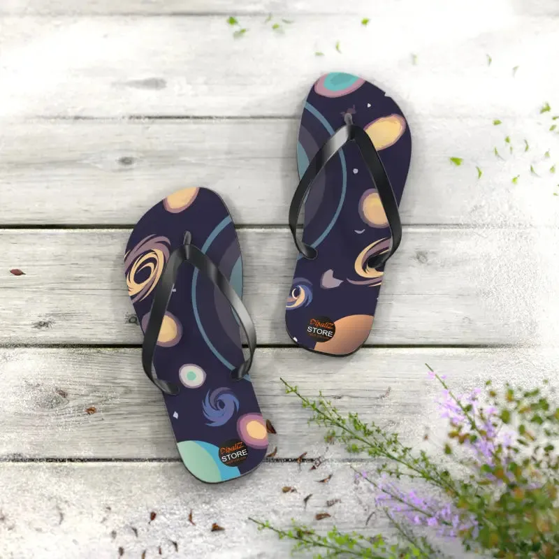 Cosmic Unisex Flip Flops Universe with Stars and Planets