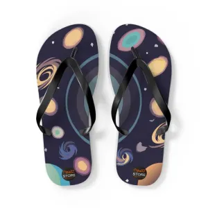 Cosmic Unisex Flip Flops Universe with Stars and Planets
