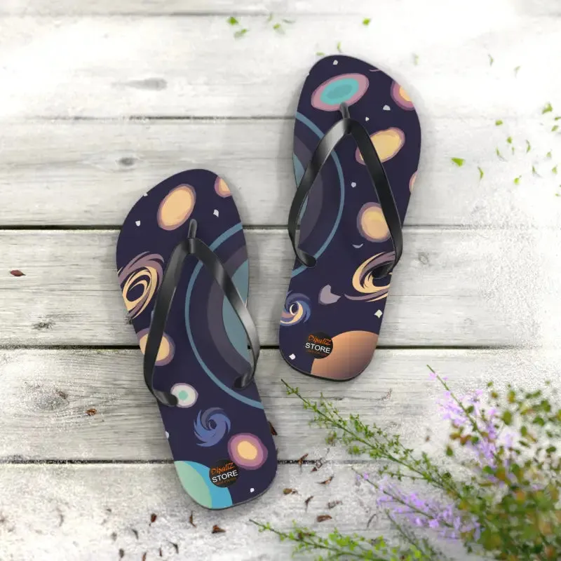 Cosmic Unisex Flip Flops Universe with Stars and Planets