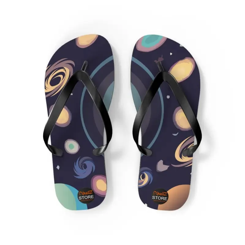 Cosmic Unisex Flip Flops Universe with Stars and Planets