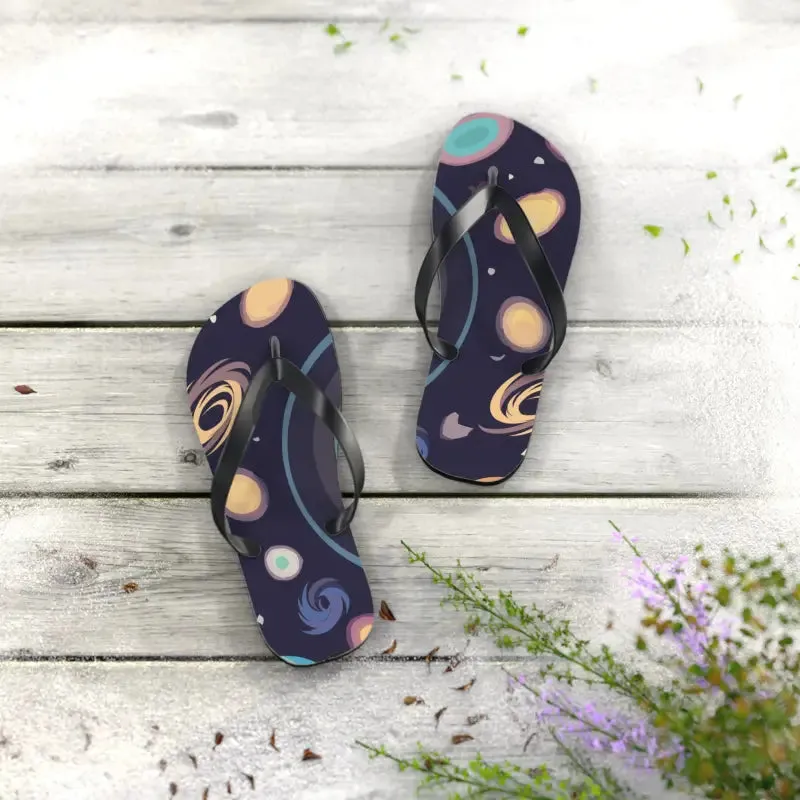 Cosmic Unisex Flip Flops Universe with Stars and Planets
