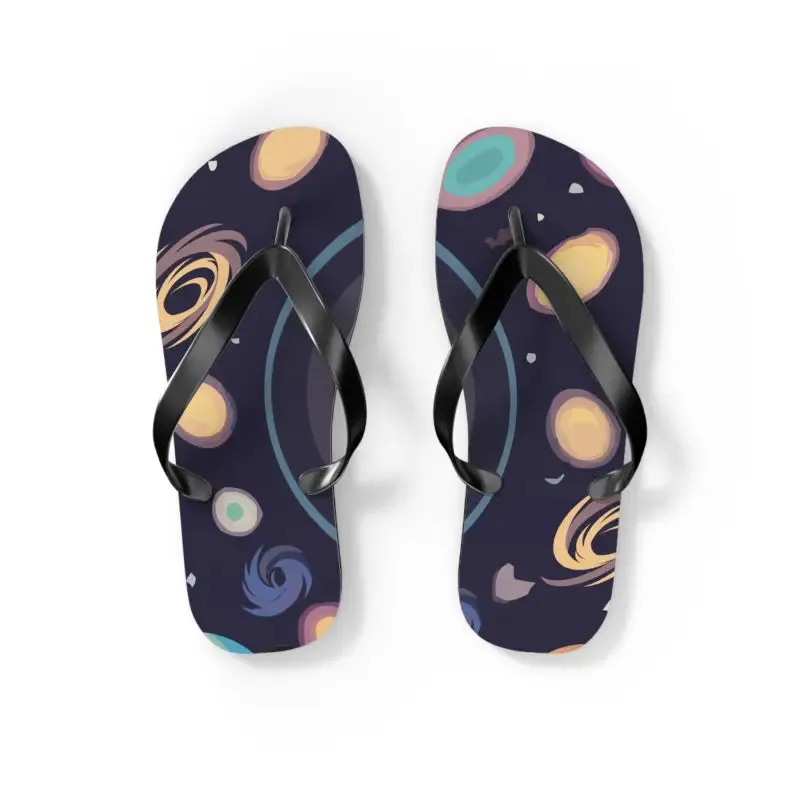 Cosmic Unisex Flip Flops Universe with Stars and Planets