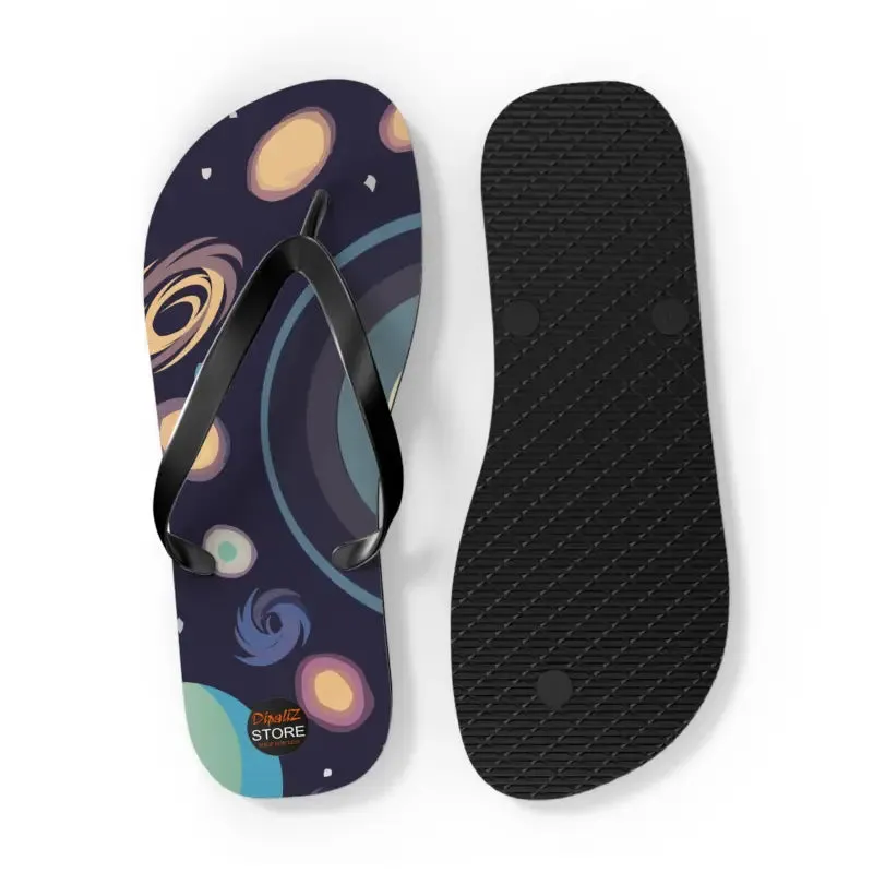 Cosmic Unisex Flip Flops Universe with Stars and Planets