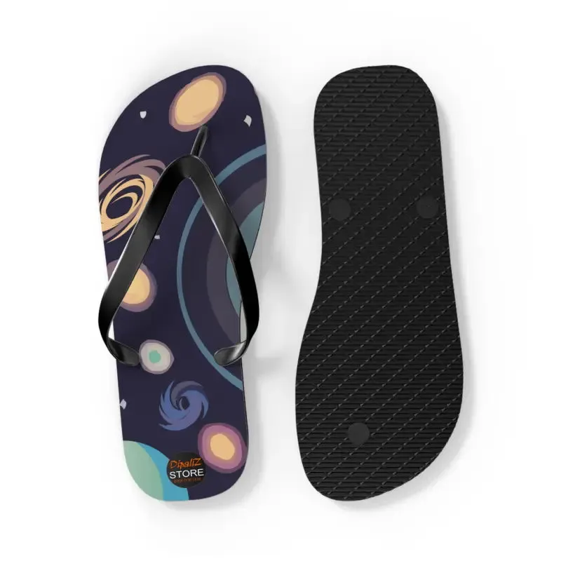 Cosmic Unisex Flip Flops Universe with Stars and Planets