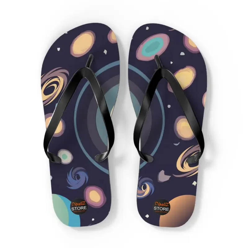 Cosmic Unisex Flip Flops Universe with Stars and Planets