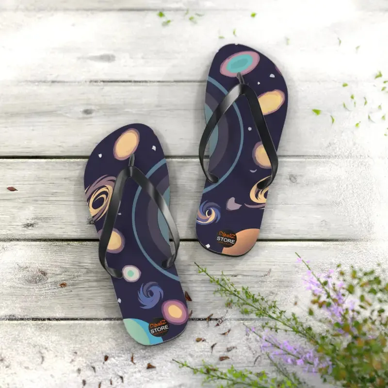 Cosmic Unisex Flip Flops Universe with Stars and Planets
