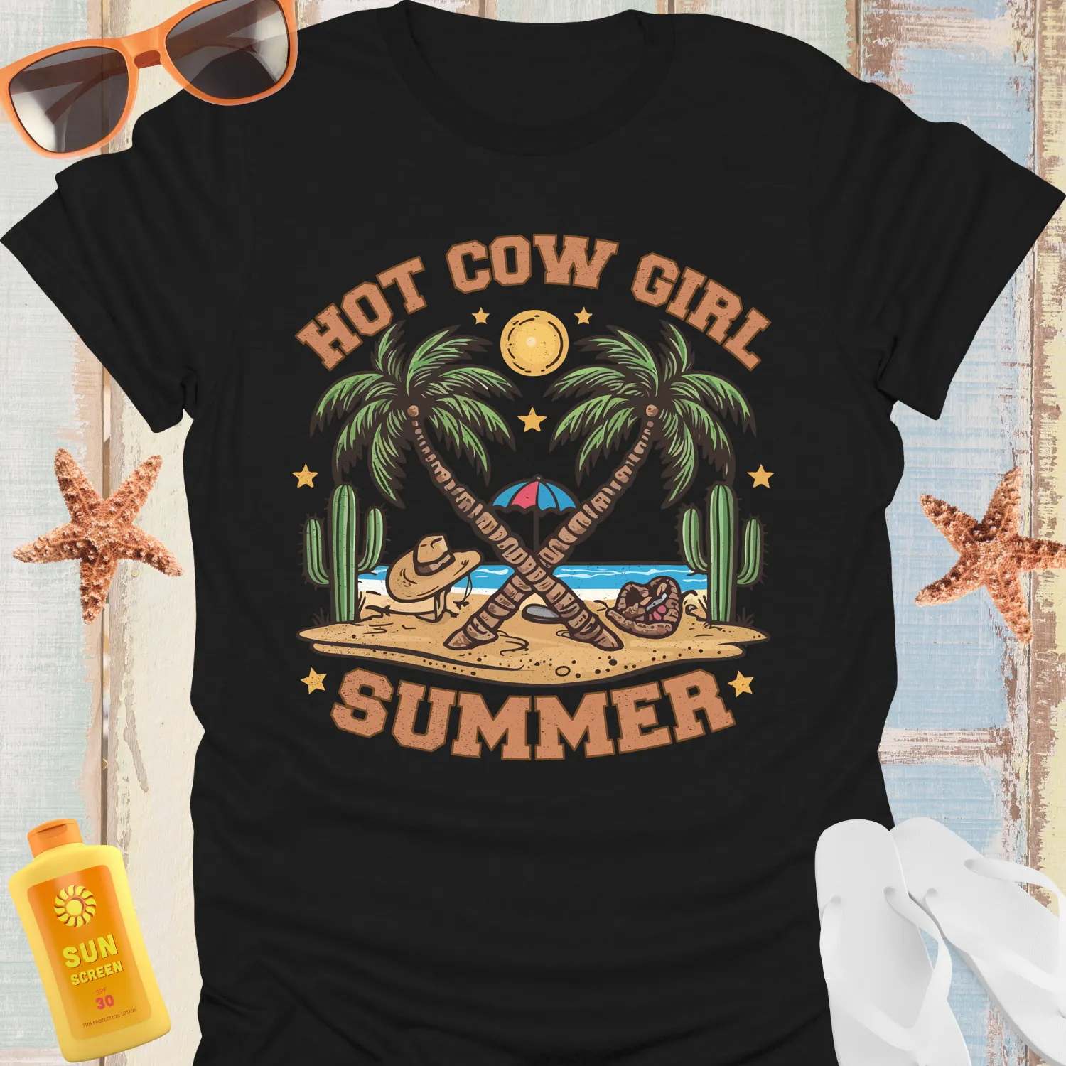 Cowgirl Summer Tshirt Beach Western Adventure Vibes