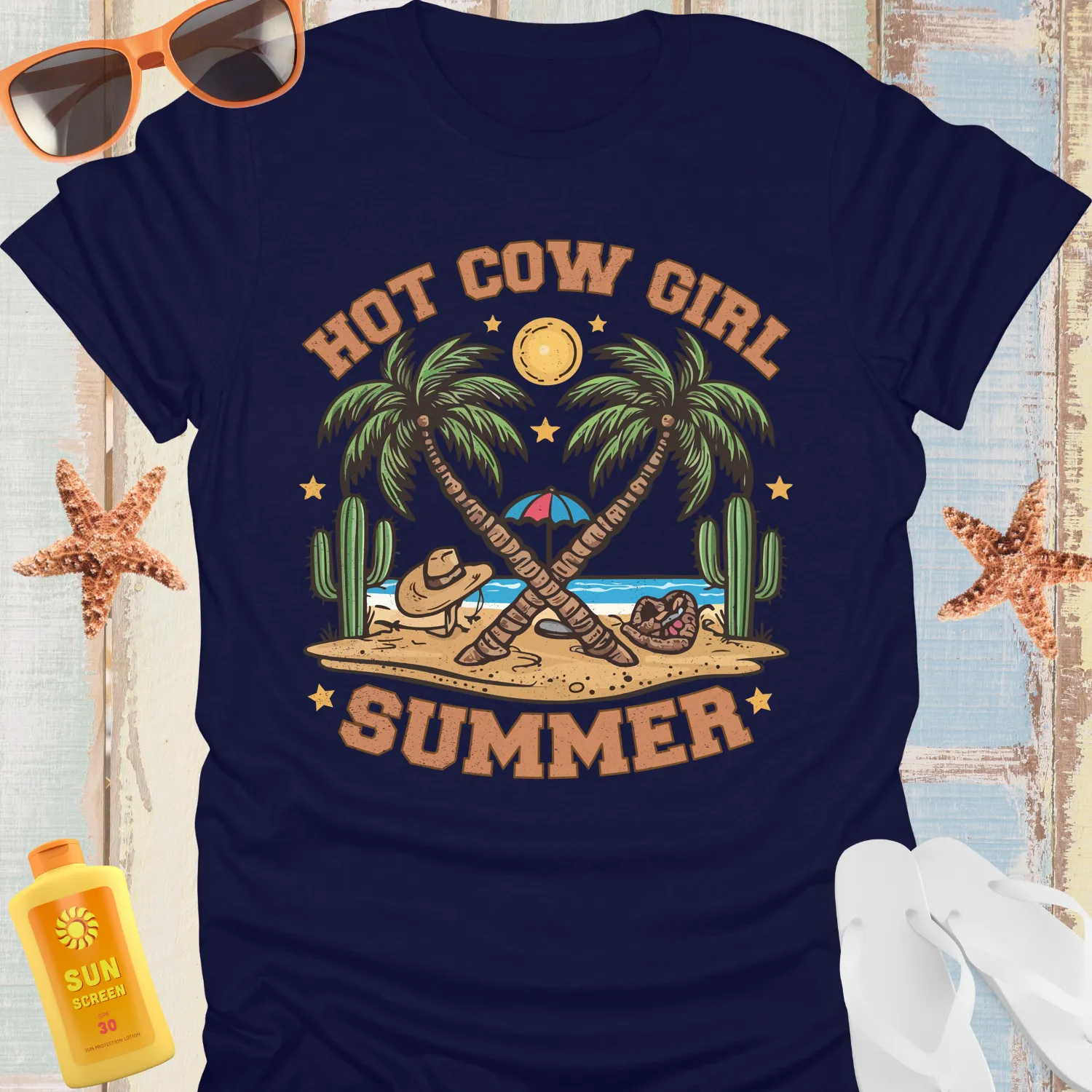 Cowgirl Summer Tshirt Beach Western Adventure Vibes