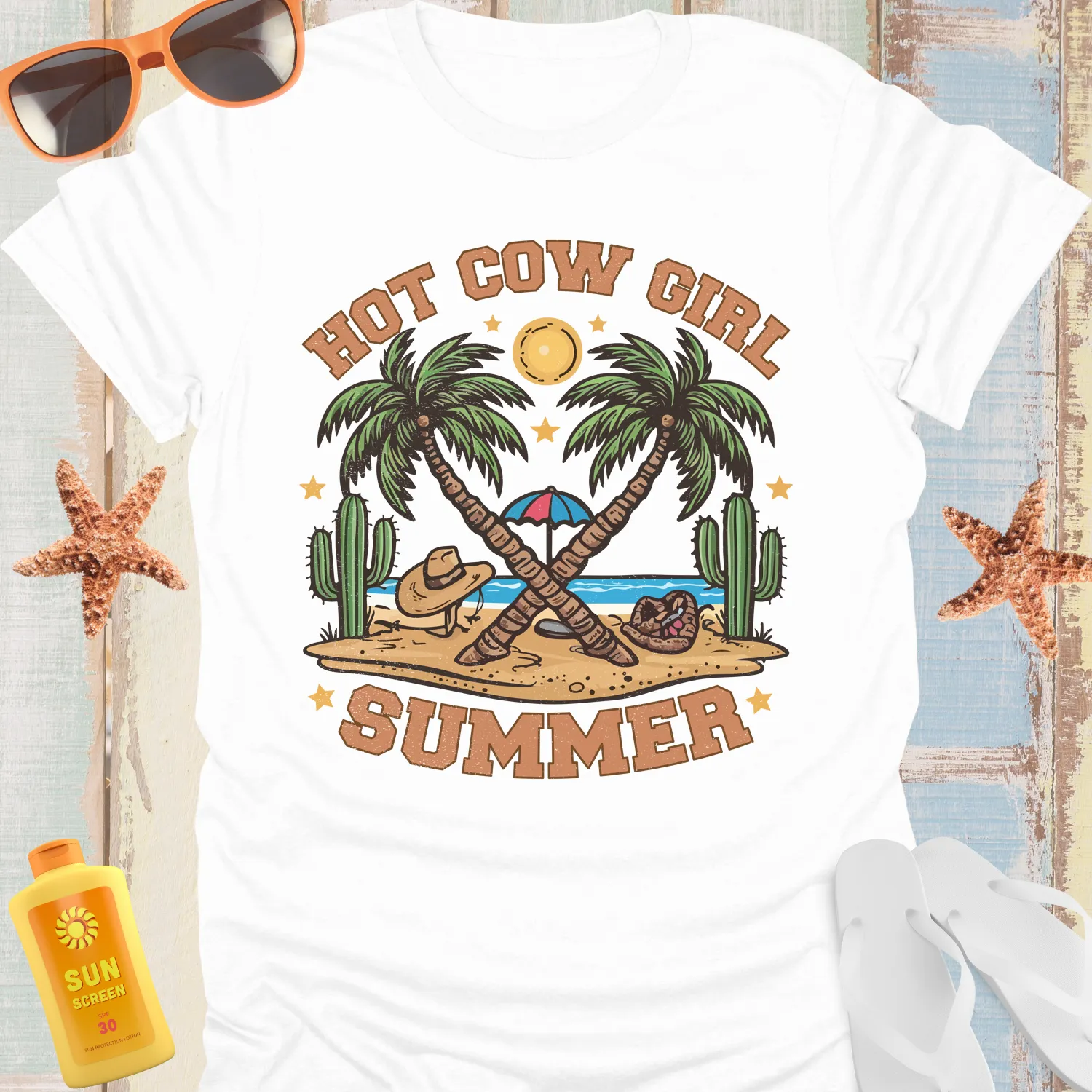 Cowgirl Summer Tshirt Beach Western Adventure Vibes