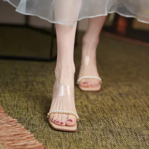 Crystal Heel Transparent Cool Girl Wearing High Heels