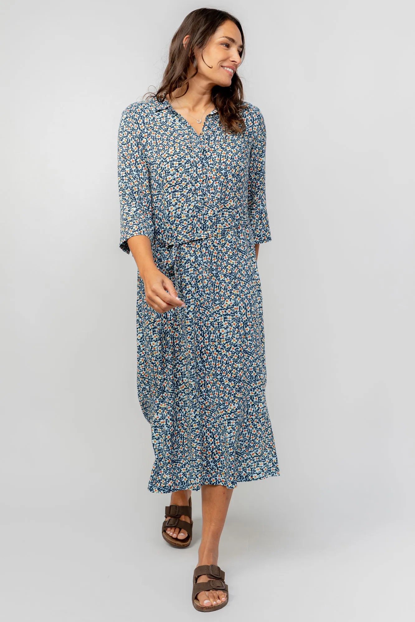 Daybreak Ditsy Print Midi Shirt Dress
