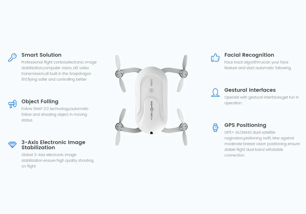 Dobby Folding 4K Camera Drone - 13MP Camera, Quad Core CPU, Image Stabilization, Auto Follow, Gesture   Voice Control, GPS