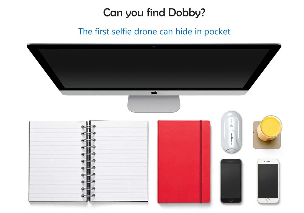 Dobby Folding 4K Camera Drone - 13MP Camera, Quad Core CPU, Image Stabilization, Auto Follow, Gesture   Voice Control, GPS