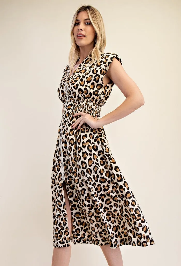 Ellie Midi Dress-Leopard