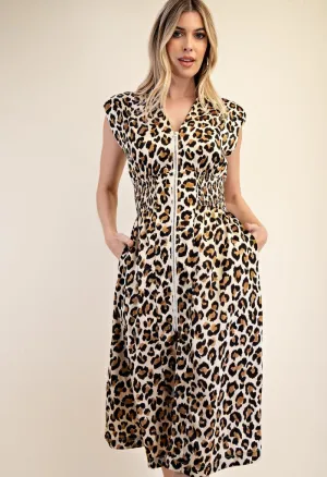 Ellie Midi Dress-Leopard