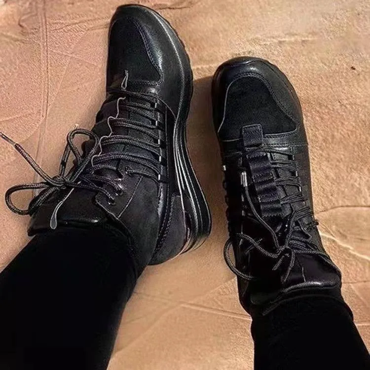 European And American Plus Size Lace-up Cool Martin Boots