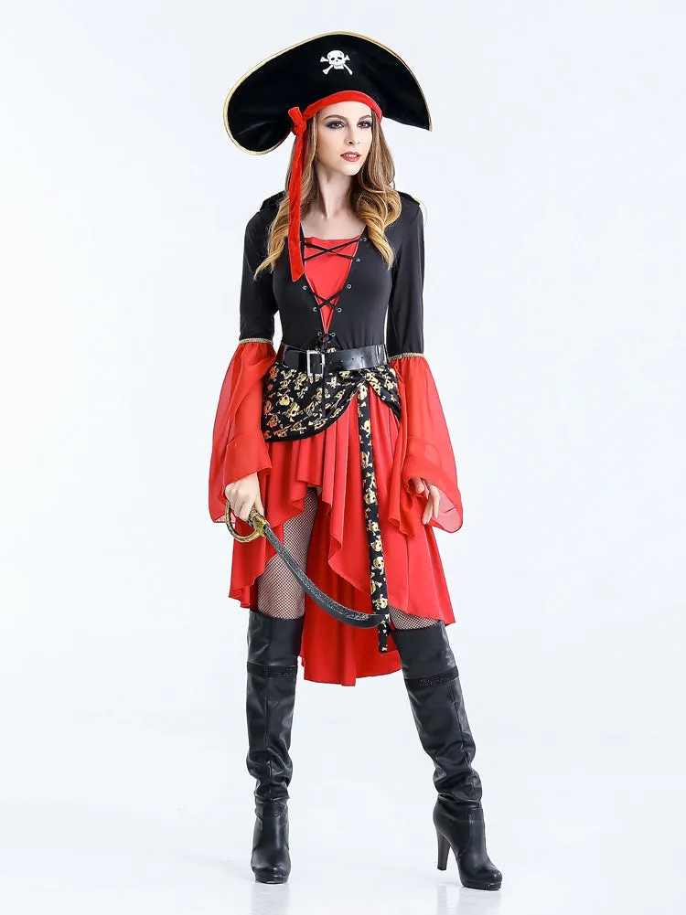 Fierce Pirate Queen Costume with Dramatic Bell Sleeves