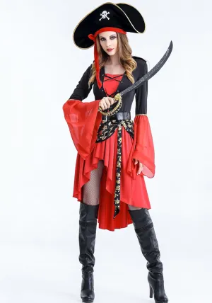 Fierce Pirate Queen Costume with Dramatic Bell Sleeves
