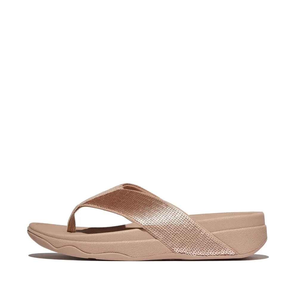 FitFlop Surfa Sequin Toe Post Sandals - Classic Beige