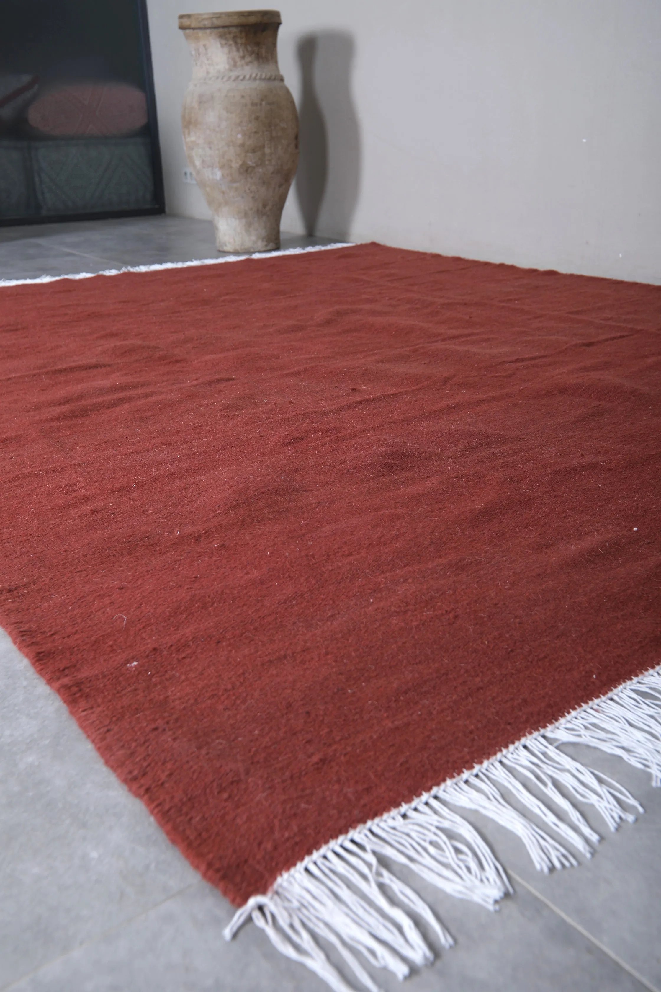 Flat woven Moroccan Brown red rug - Berber rug - Morocco rug