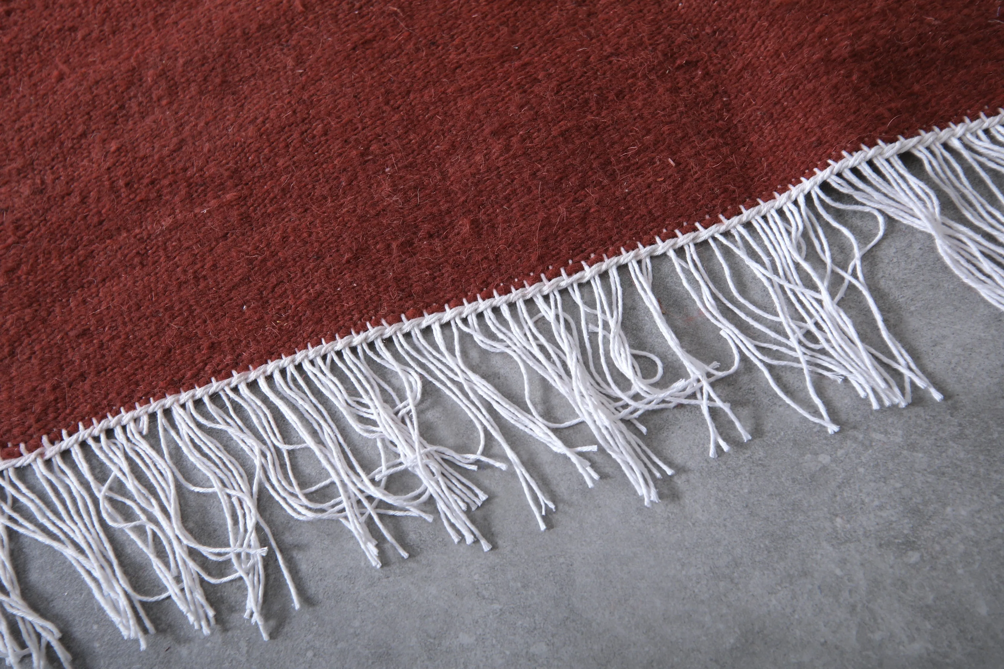 Flat woven Moroccan Brown red rug - Berber rug - Morocco rug