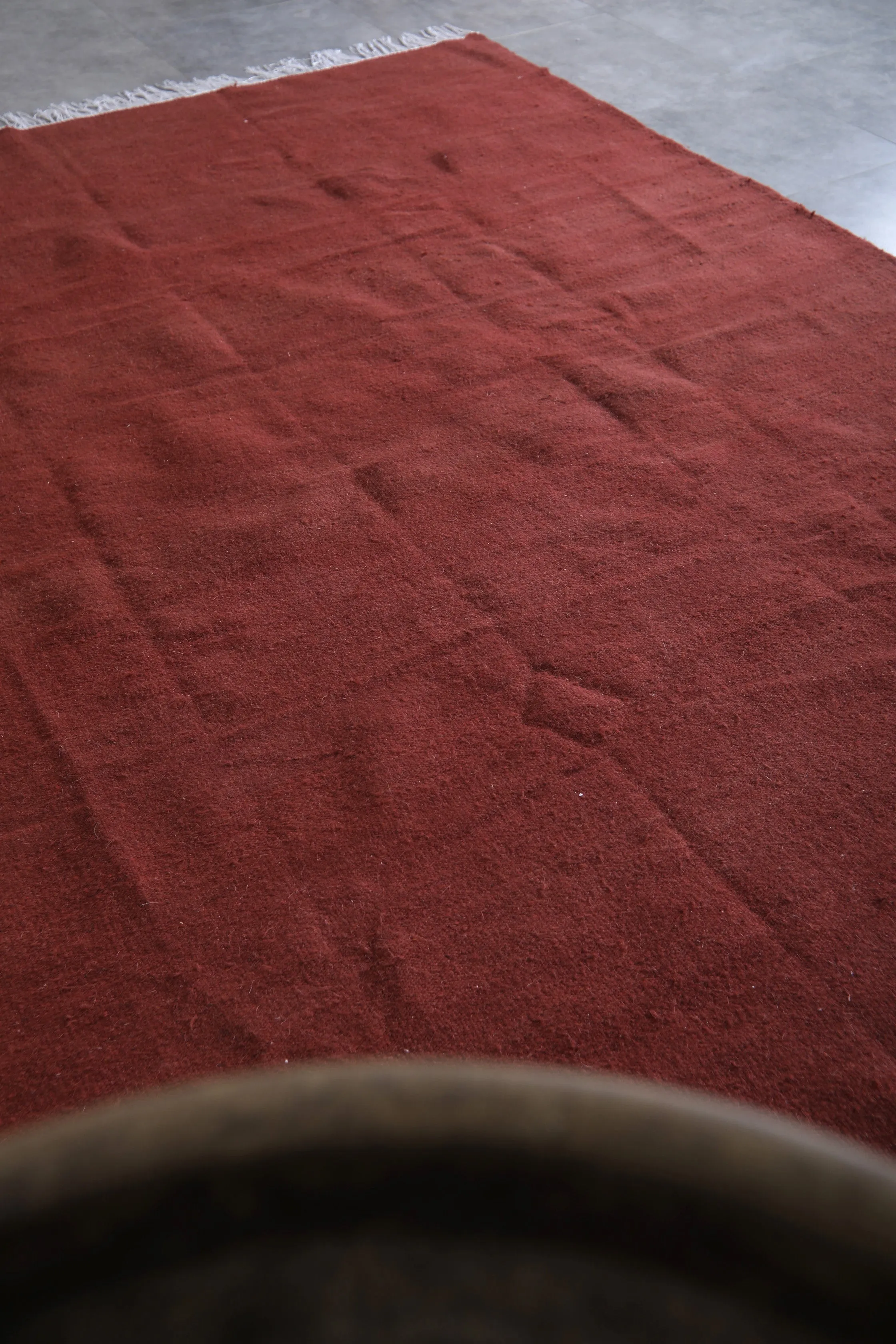 Flat woven Moroccan Brown red rug - Berber rug - Morocco rug