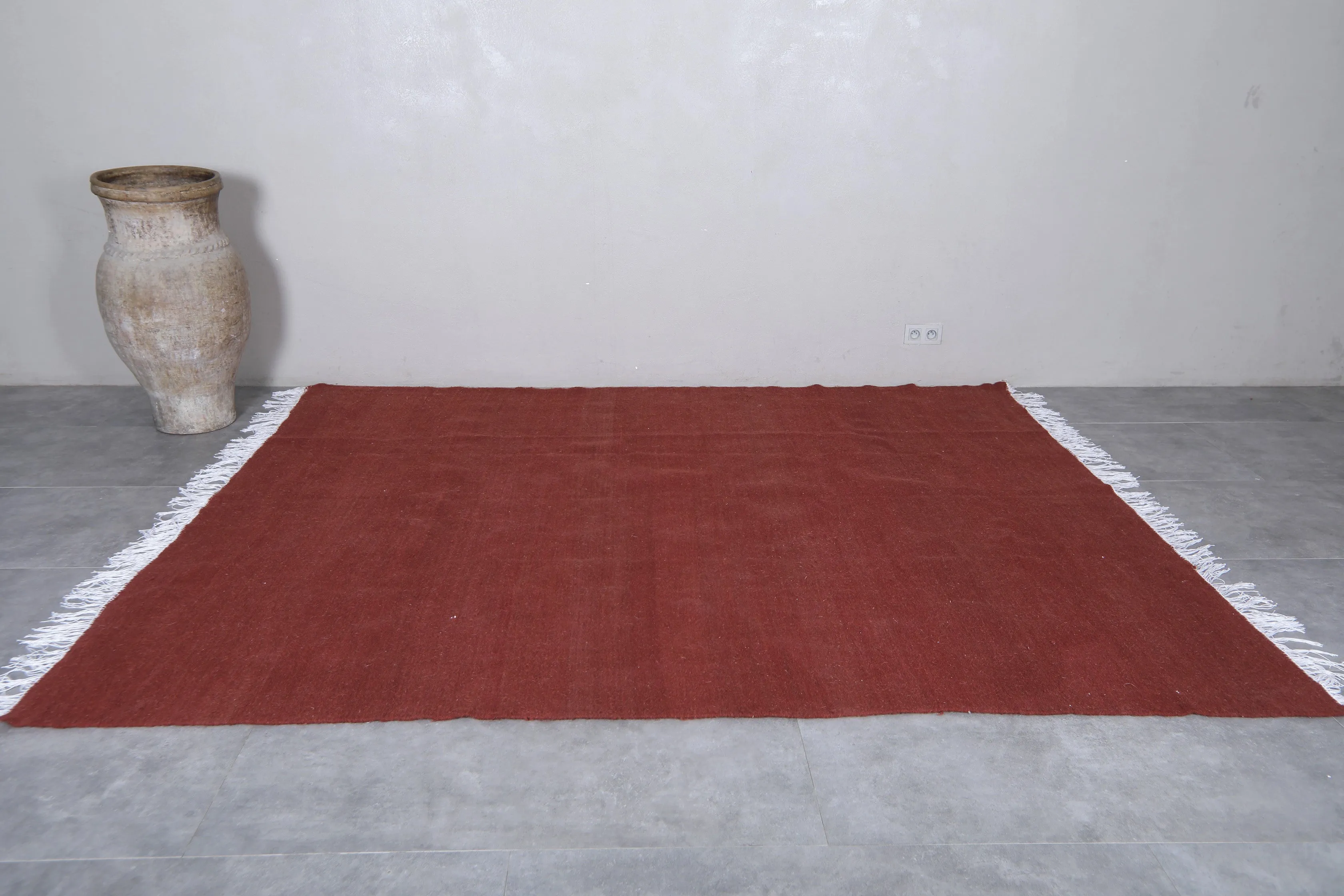 Flat woven Moroccan Brown red rug - Berber rug - Morocco rug