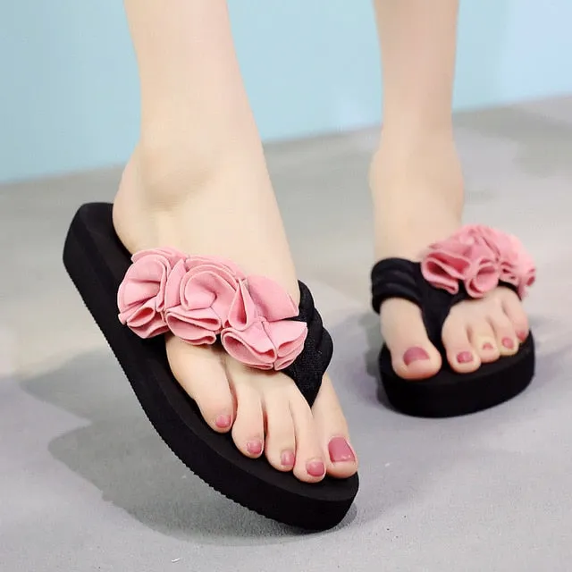 Flower Clip Toe Flip Flops Woman Casual Slippers