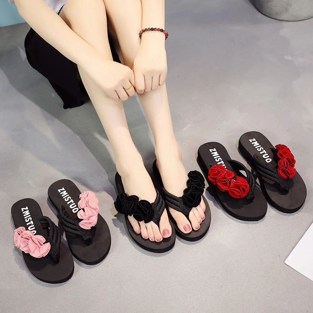 Flower Clip Toe Flip Flops Woman Casual Slippers