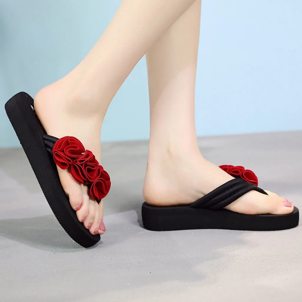 Flower Clip Toe Flip Flops Woman Casual Slippers