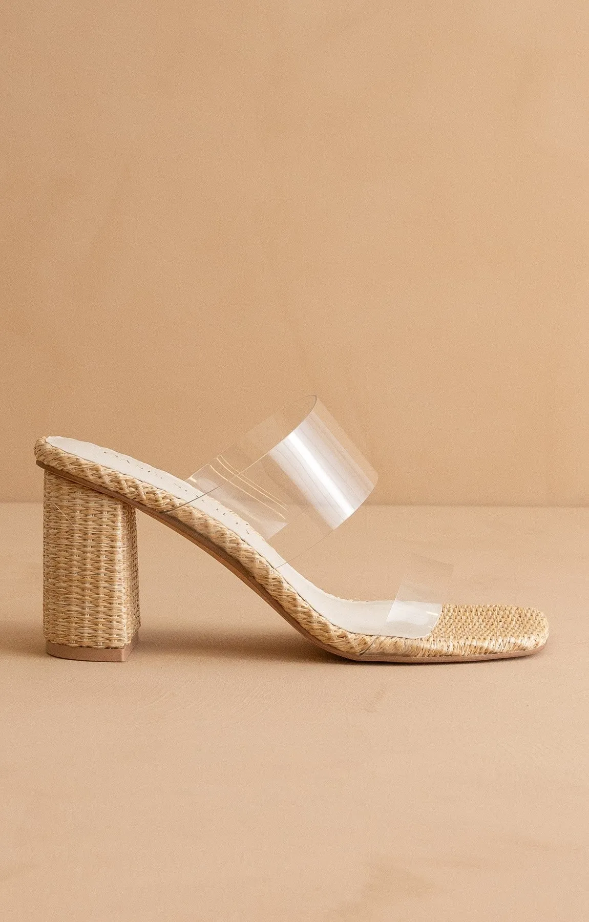 Francee - Transparent Double Strap Raffia Heel